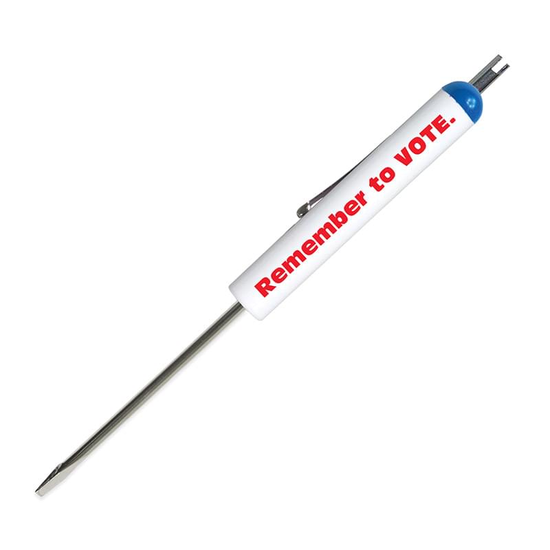 Pocket Screwdriver - Fixed 1/8" Flat Tip Blade/Valve Stem Top