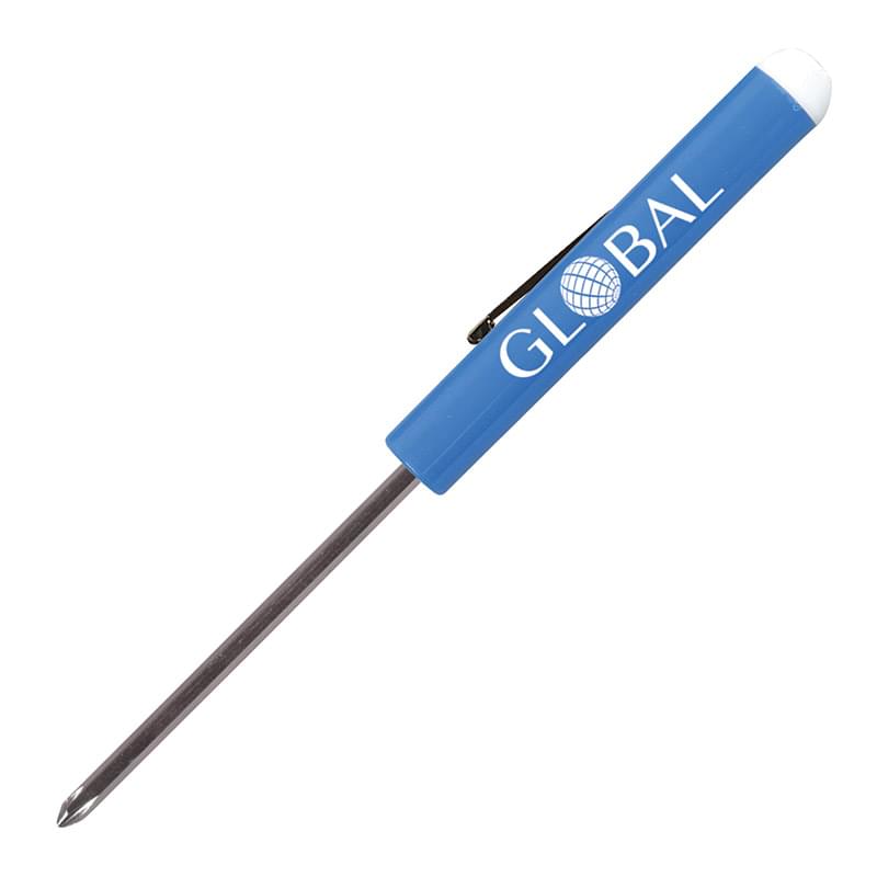 Pocket Screwdriver - Reversible 1/8" Flat Tip & #0 Phillips Blade w/Button Top