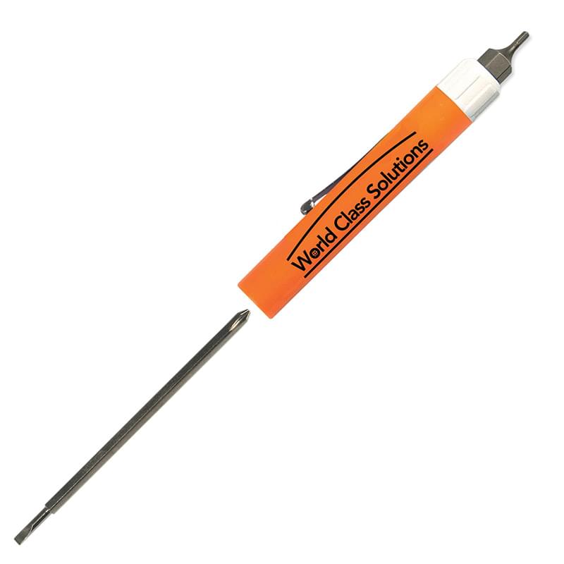 Pocket Screwdriver - Reversible 1/8" Flat Tip & #0 Phillips Blade w/Hex Bit Top